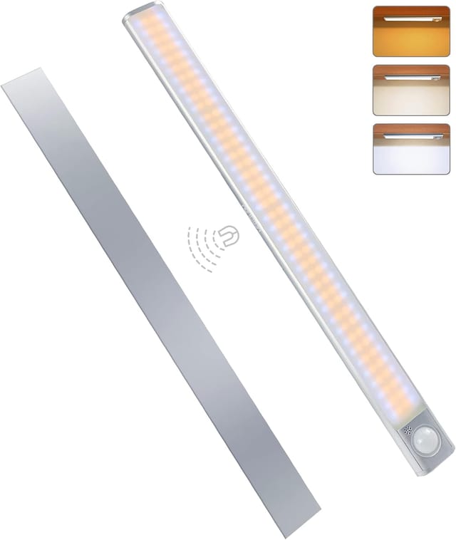 Ersandy - Kabellose Schranklampe mit 160 LEDs, LED-Küchenleiste, LED-Küchenbeleuchtung unter dem Schrank, Bewegungsmelder-Lampe, Nachtlicht,