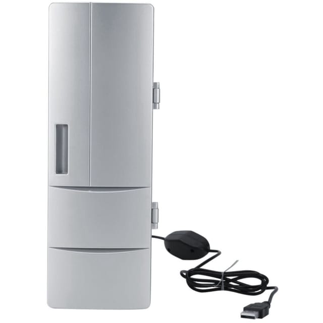 Eosnow Kompakter Mini-USB-Kühlschrank mit Gefrierfach, Getränkedosen, Bierkühler, Wärmer, für Reisen, Auto, Büro