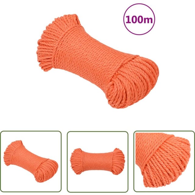 The Living Store - Arbeitsseil Orange 6 mm 100 m Polypropylen - Arbeitseil - pp Seil - Polyester Seil - Orange Seil - Gartenseil
