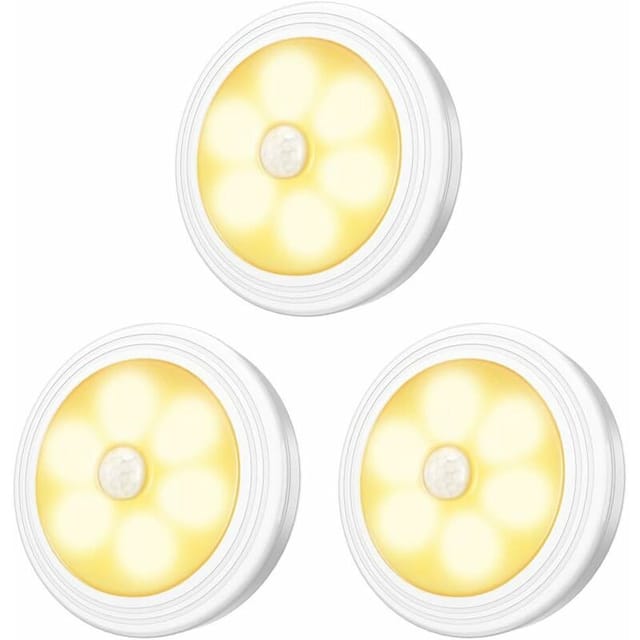 Linghhang - LED-Schrankleuchten, 3er-Pack, LED-Nachtlicht, Bewegungsmelder, LED-Licht mit Magnetfuß für Küchentreppen, Schrankvitrinen