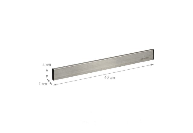 Relaxdays - Magnetleiste Edelstahl, selbstklebend, 40 cm lang, Wand Magnetschiene für Messer & Werkzeug, silber/schwarz
