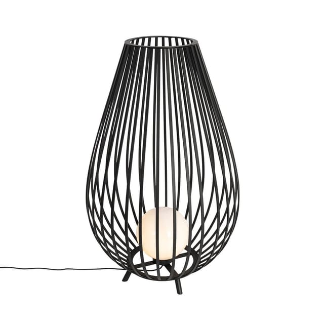 Design-Stehleuchte schwarz mit Opal 110 cm IP44 - Angela