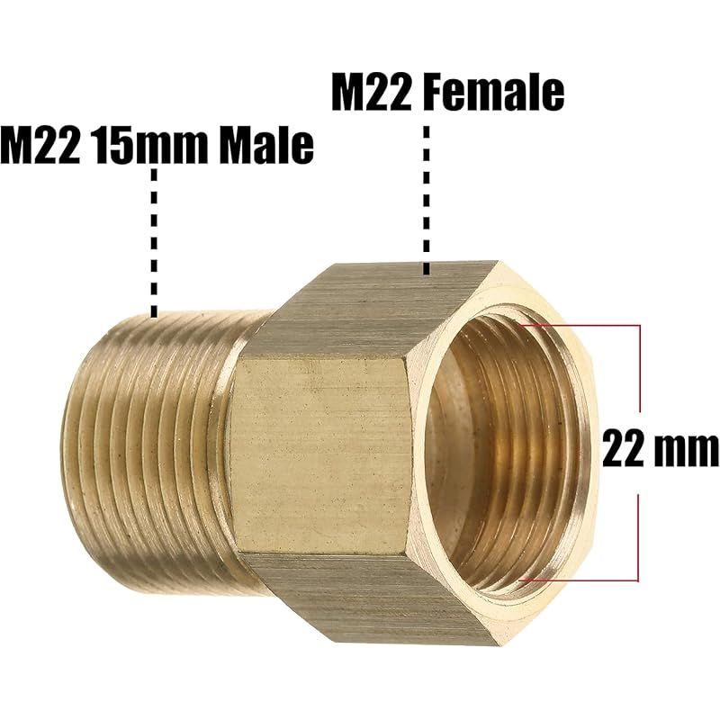 Hochdruckreiniger-anschluss, M22 15 Mm Metrisches Außengewinde Auf M22 14 Mm Innengewinde, 310 Bar (4500 Psi)