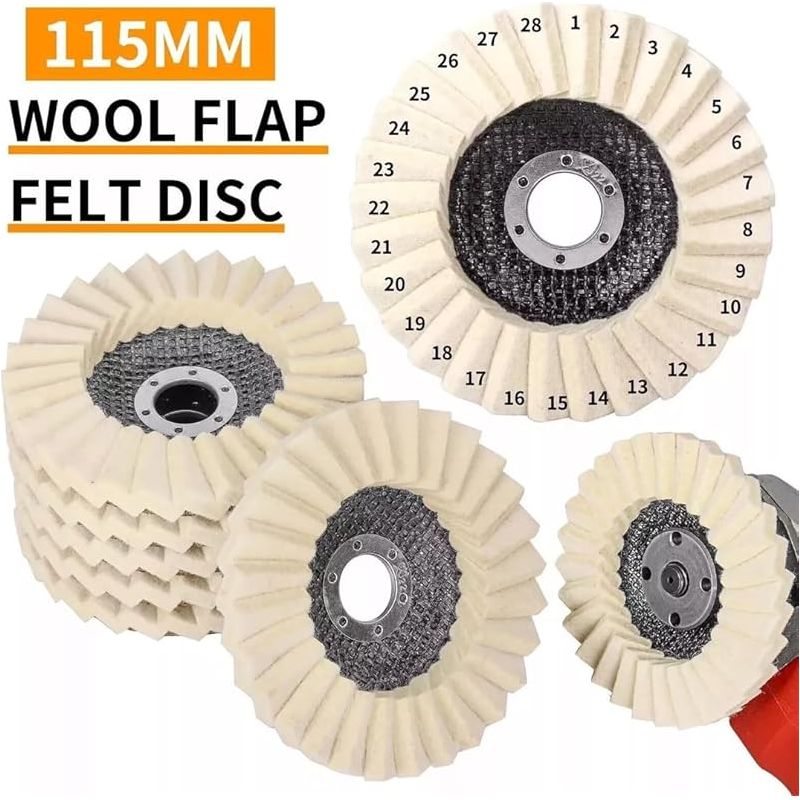 Set Mit 2 Filz-lamellenscheiben (115 Mm), Wollpolierscheiben, Polierscheiben Für Winkelschleifer Zum Polieren Von Metall Und Holz