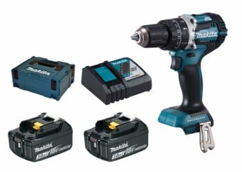 Makita DHP 484 RFJ 18V Li-ion Akku Schlagbohrschrauber im Makpac inkl. 2x 3,0 Ah Akku und Ladegerät