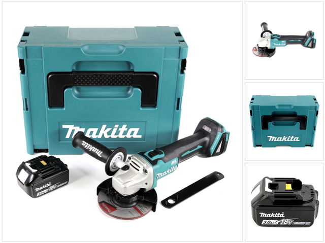 Dga 504 F1J Akku Winkelschleifer 18V 125mm Brushless + 1x Akku 3,0Ah + Makpac - ohne Ladegerät - Makita