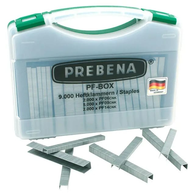 Prebena - pf-box cnk Heftklammern Typ pf 10,55 mm aus Stahl verzinkt galvanisiert - 9.000 Stück, verschiedene Längen