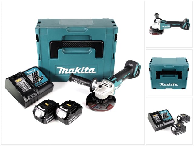 Makita DGA 504 RFJ Akku Winkelschleifer 18V 125mm Brushless + 2x Akku 3,0Ah + Ladegerät + Makpac