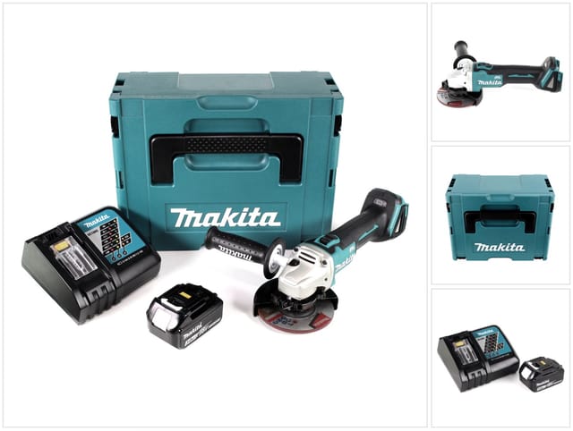 Dga 504 RF1J Akku Winkelschleifer 18V 125mm Brushless + 1x Akku 3,0Ah + Ladegerät + Makpac - Makita