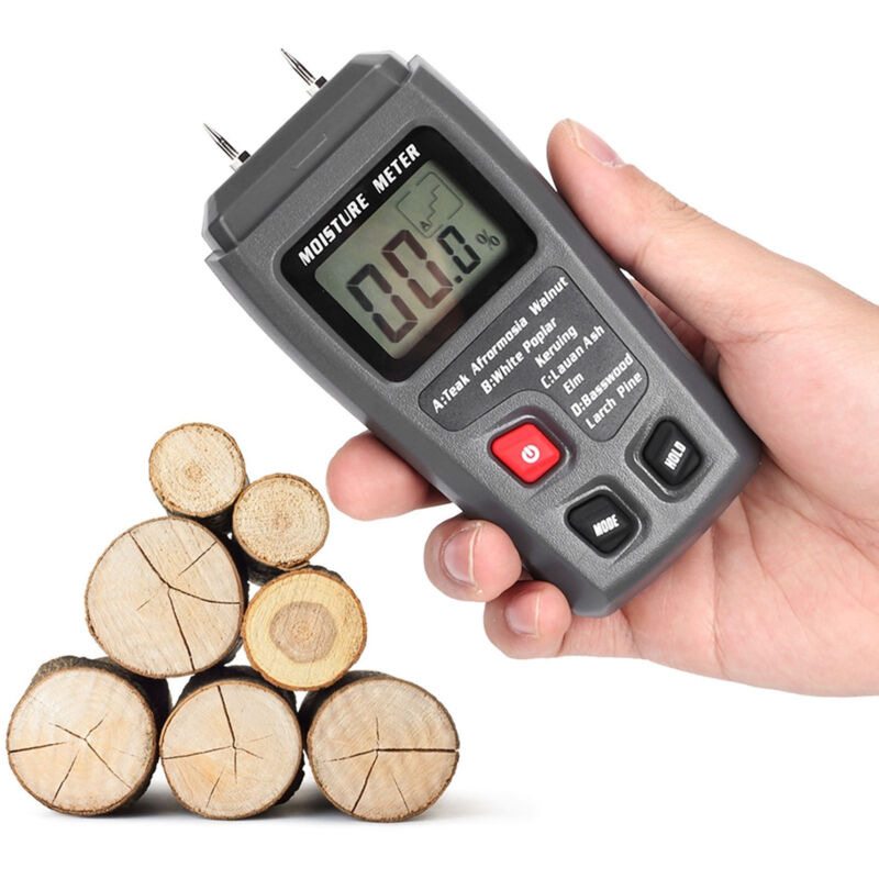 Feuchtigkeitsmessgerät, Digitales Feuchtigkeitsmessgerät Mit Hd-lcd-bildschirm, Holzhygrometer, Messbereich 0–99,9 %, Genauigkeit 0,5 %, Auflösung ± 0,1 %, Für Holz, Stämme Und Beton