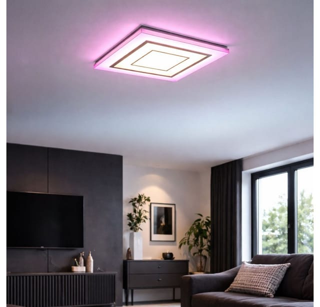 LED Deckenleuchte RGB Farbwechsel Wohnzimmerleuchte dimmbar Deckenlampe CCT weiß, Timer Nachtlichtfunktion, 18W 2400Lm warm-kaltweiß, LxBxH