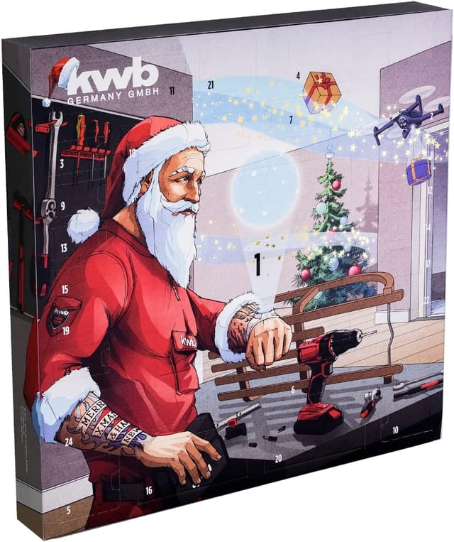 KWB Adventskalender mit Überraschungswerkzeugen 46x46 cm