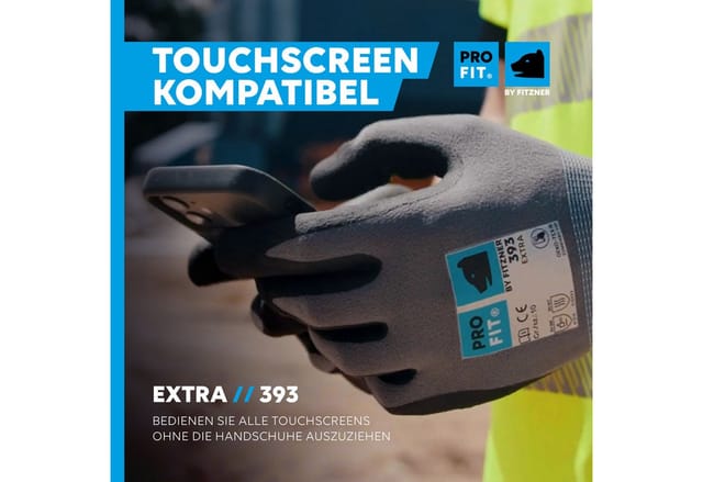 Pro fit 393-10 Handschuhe extra Größe 10 grau / schwarz en 388, en 407 PSA-Kateg