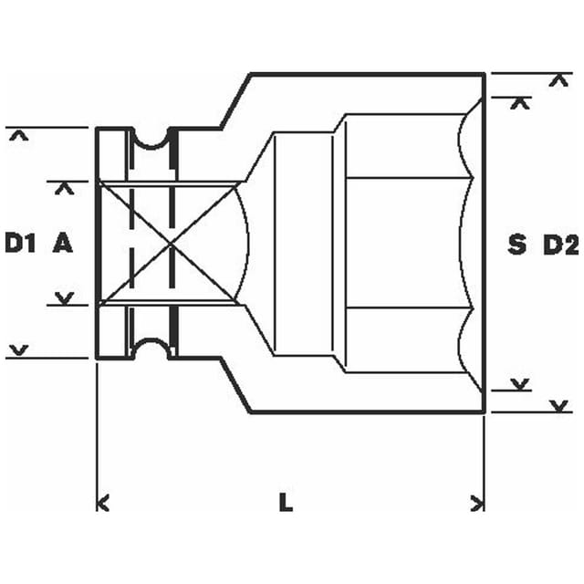 Steckschlüsseleinsatz, sw 30 mm, l 62 mm, 54 mm, M20, 49 mm
