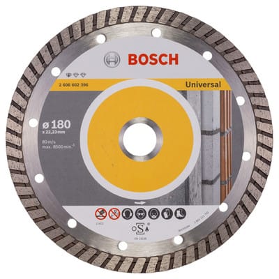 Bosch Diamanttrennscheibe Standard for Universal Turbo, 180x22,23x2,5x10 mm, 1er-Pack
