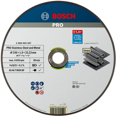 BOSCH EXPERT Schneidscheibe mit flacher Nabe Spezieller Edelstahl 230X1,9 MM - 2608603407