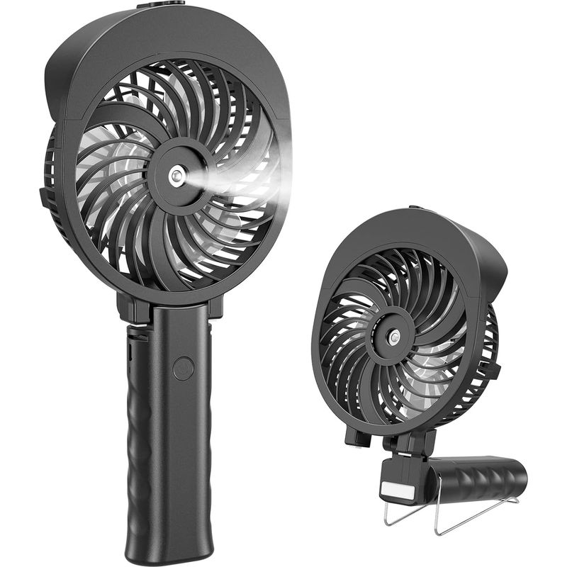 Tragbarer, Usb-aufladbarer, Faltbarer Nebelventilator Für Reisen, Camping Und Outdoor-aktivitäten – Mini-luftkühler Mit Sprühfunktion