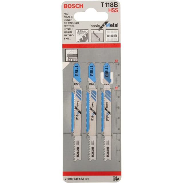 Bosch - Accessories 2608631673 Stichsägeblatt t 118 b Basic for Metal, 3er-Pack 3 St.