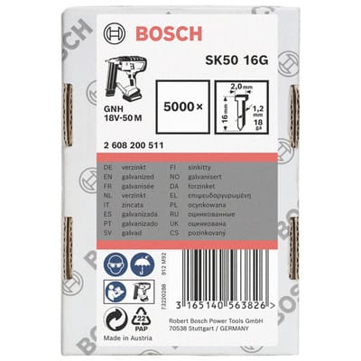 Bosch - Senkkopf-Stift SK50 16G, 1,2 mm, 16 mm, verzinkt, 5000er-Pack