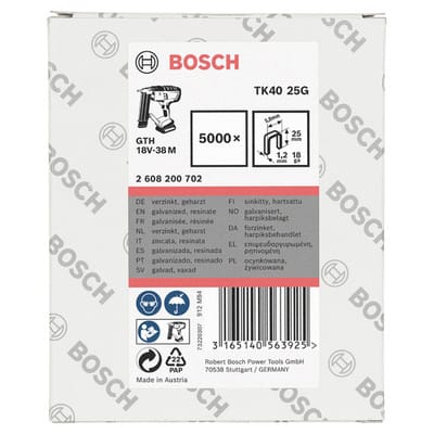 Schmalrückenklammer TK40 25G, 5,8 mm, 1,2 mm, 25 mm, verzinkt, 5000er-Pack - Bosch