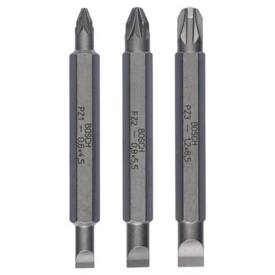 Bosch - Doppelklingenbit-Set 3-teilig S0,6x4,5 PZ1 S0,8x5,5 PZ2 S1,2x6,5 PZ3,60mm