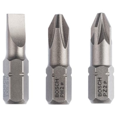 Schrauberbit-Set Extra-Hart (gemischt), 3tlg. s 1,0x5,5, PH2, PZ2, 25 mm - 2607001766 - Bosch
