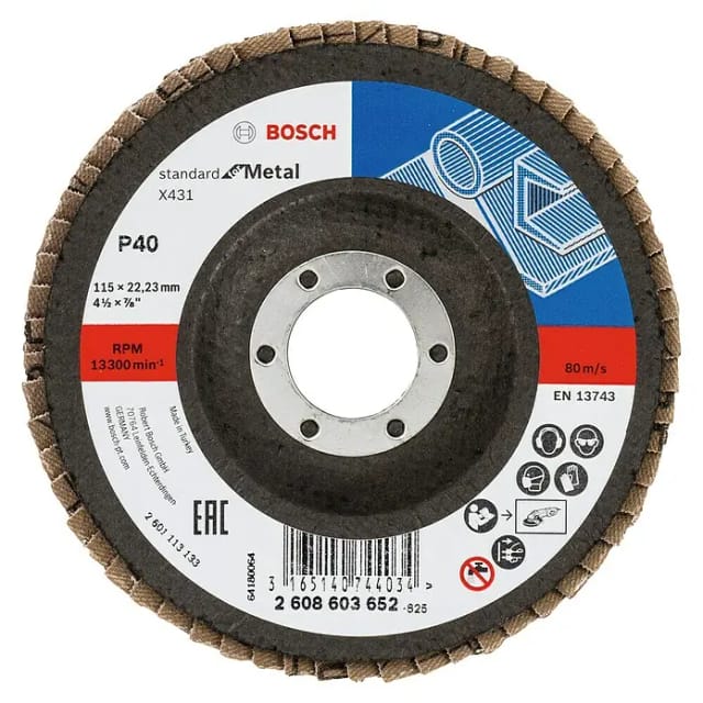 Bosch - Fächerschleifscheibe X431 Standard for Metal gewinkelt 115 mm 22,23 mm 40 - 2608603652