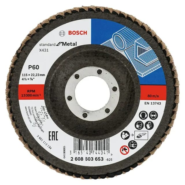 Bosch - Accessories 2608603653 X431 Fächerschleifscheibe Durchmesser 115 mm Bohrungs-Ø 22.33 mm Stahl