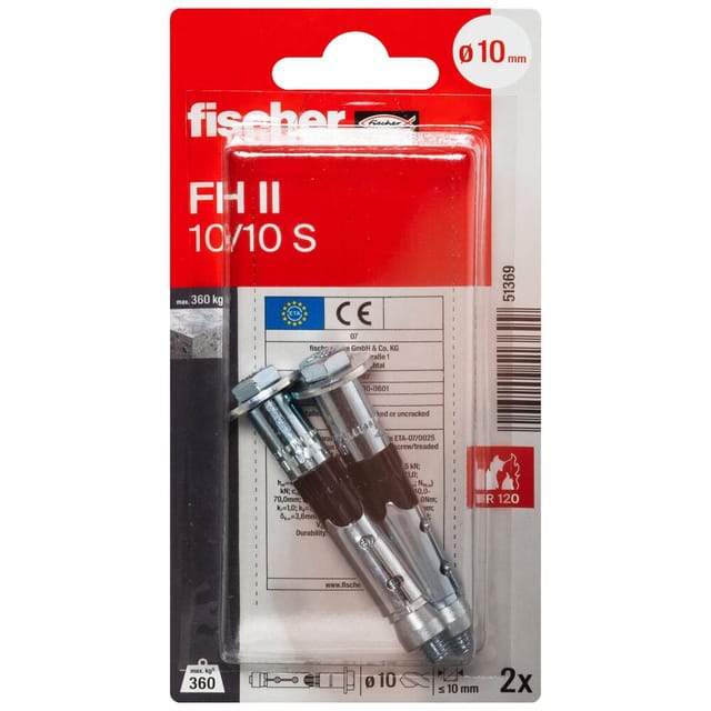 Fischer - Hochleistungsanker fh ll 10.0 x 70 mm - 2 Stück Dübel