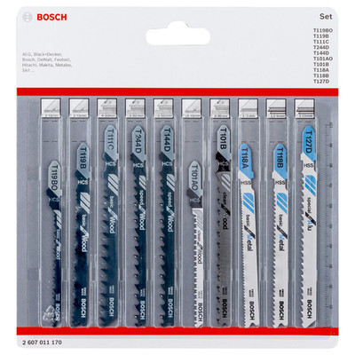 Bosch - Accessories 2607011170 Stichsägeblatt-Set Wood and Metal, 10-teilig 10 St.