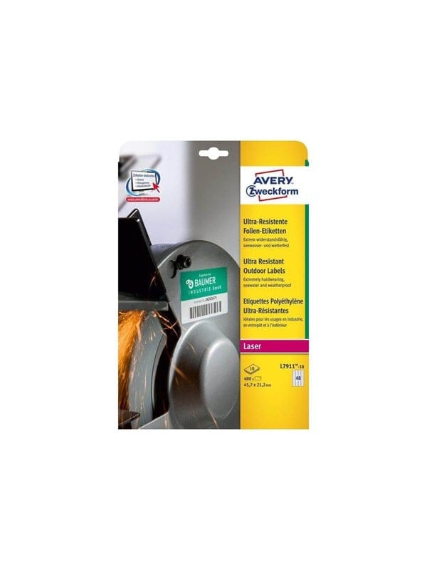 Avery Zweckform - Folienetikett 45,7 x 21,2 mm (b x h) weiß 480 Etik./Pack.
