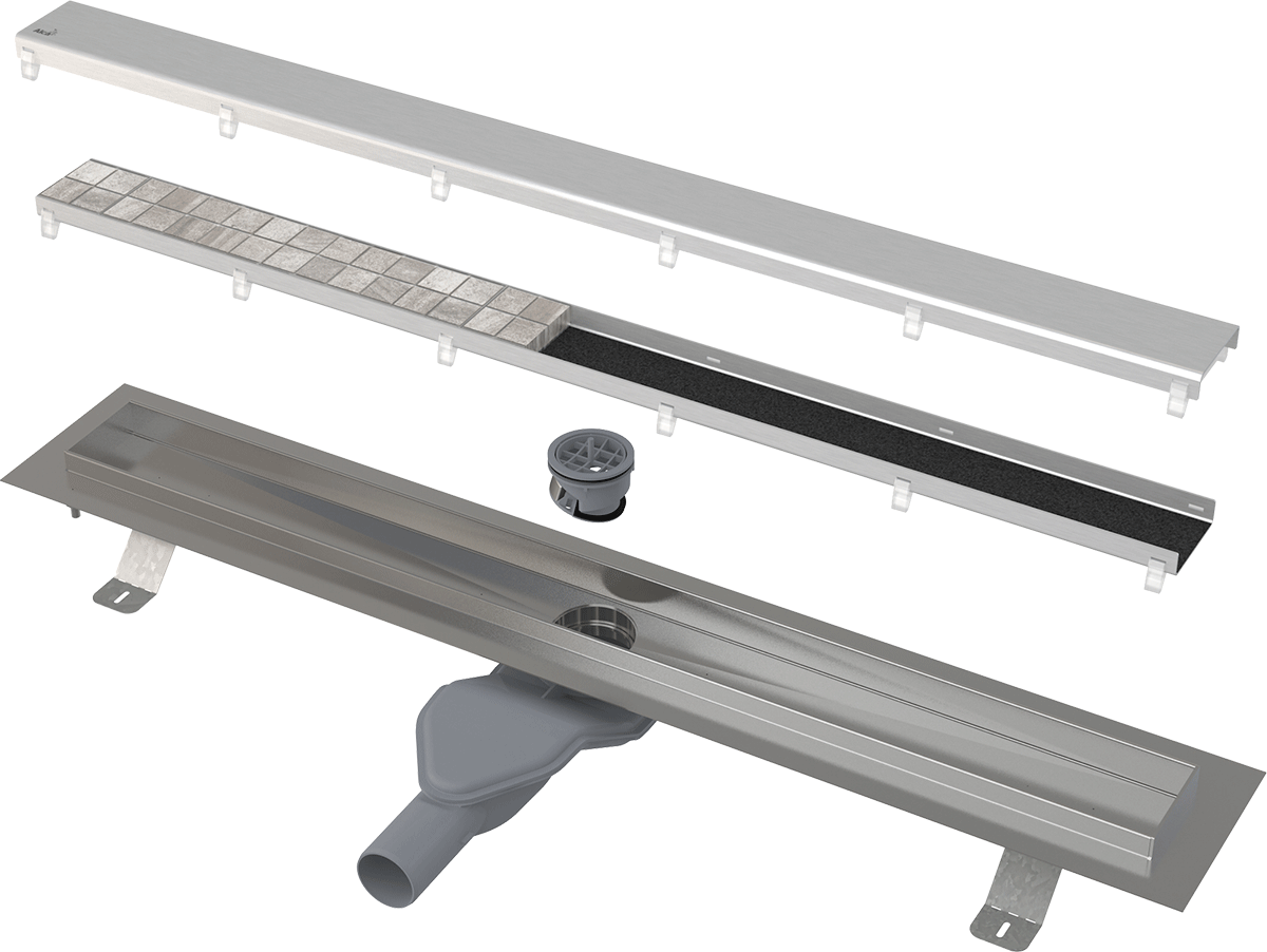 Alcadrain Apz13-double6 Fit And Go Duschrinne Mit Rand Für Den Beidseitiger Rost