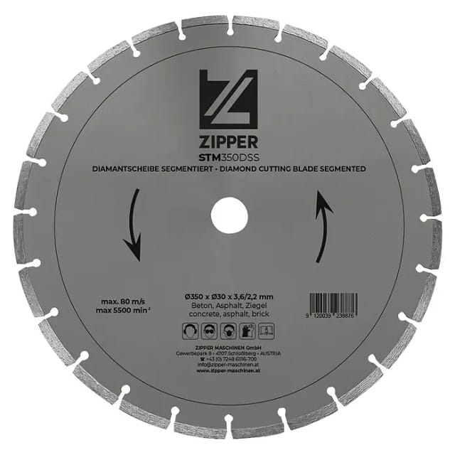 Zipper - Diamanttrennscheibe STM350DSS ø 350 x 30 mm segmentiert Schleifscheibe