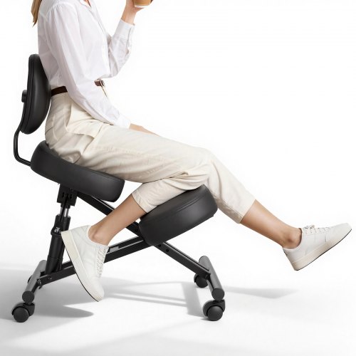 Ergonomischer Kniestuhl Mit Rollen & Rückenlehne, Höhenverstellbarer Kniehocker In X-form Mit Dicken Schaumstoffpolstern, Zur Entlastung Von Nacken & Rücken, Für Zuhause, Büro & Meditation