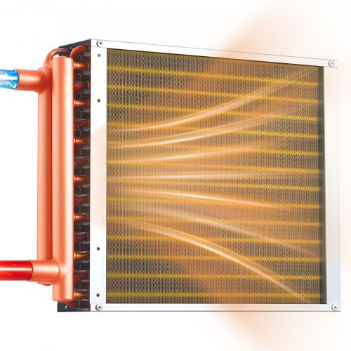 Lamellenwärmetauscher 356x356mm, 19 Kw Wärmetauscher Mit Kupferanschlüssen & Aluminiumlamellen, Wasser-luft-wärmeüberträger Mit 2,5 Mpa Arbeitsdruck, Wärmeaustauscher Für Heizung Kühlung Indoor
