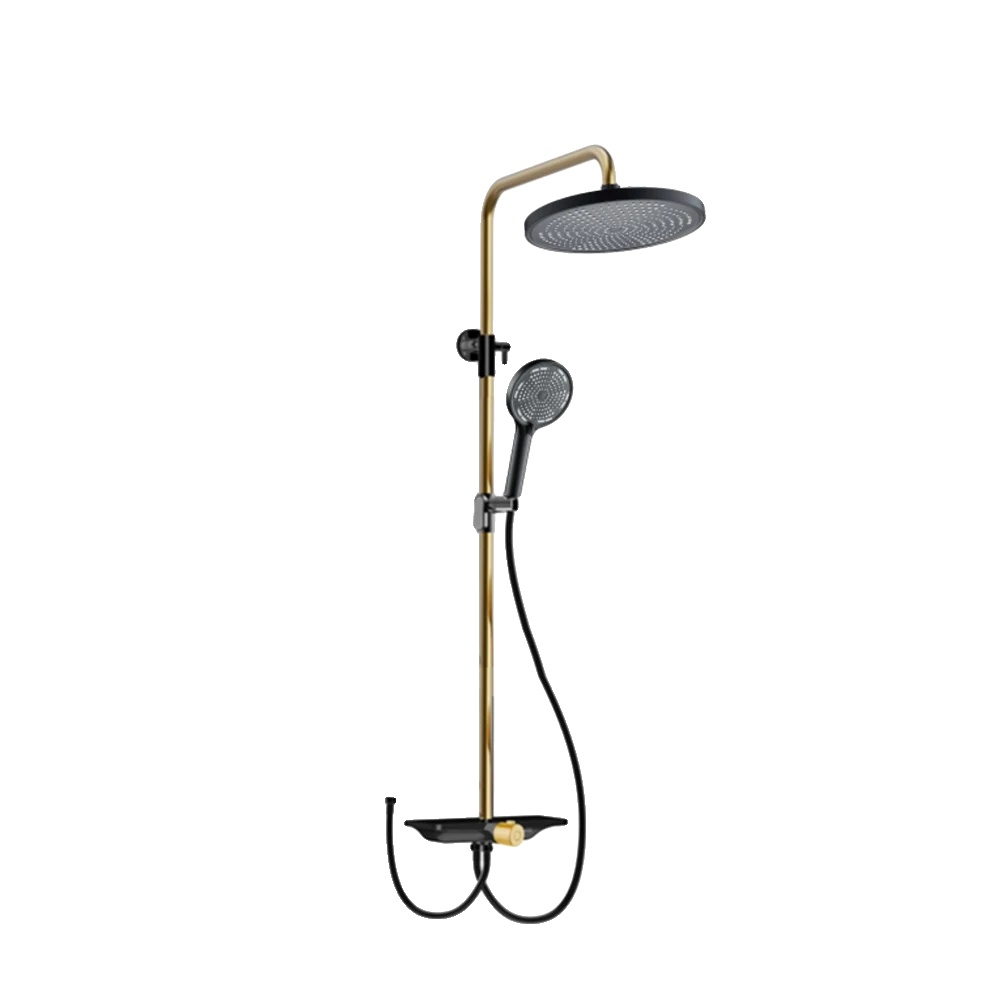 Duschsystem, Verstellbare Duschsäule, Regenduschkopf, Gold