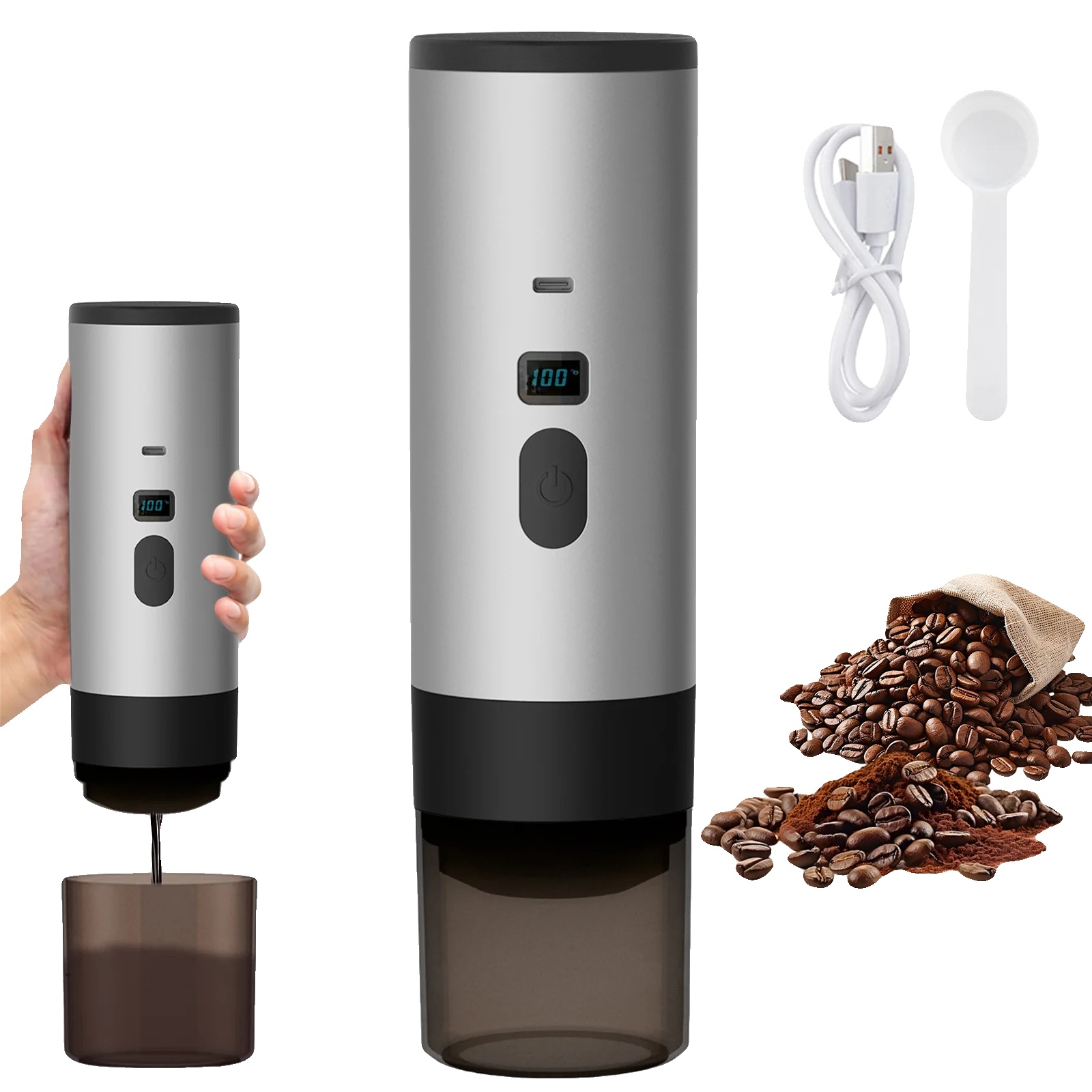 Elektrische Kaffeemaschine, Tragbares Design, Usb-ladefunktion, Gary