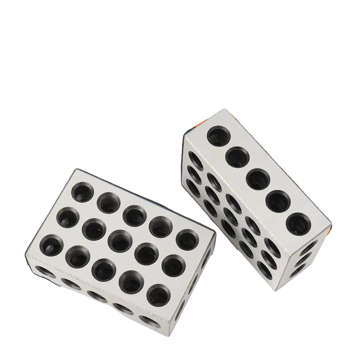 Präzisions-drehblöcke, Genauigkeit 0,0001 Zoll, Gehärtetes Stahlmaterial, Abmessungen 1" X 2" X 3", 23-loch-ausführung, Rockwell-härte 56-60