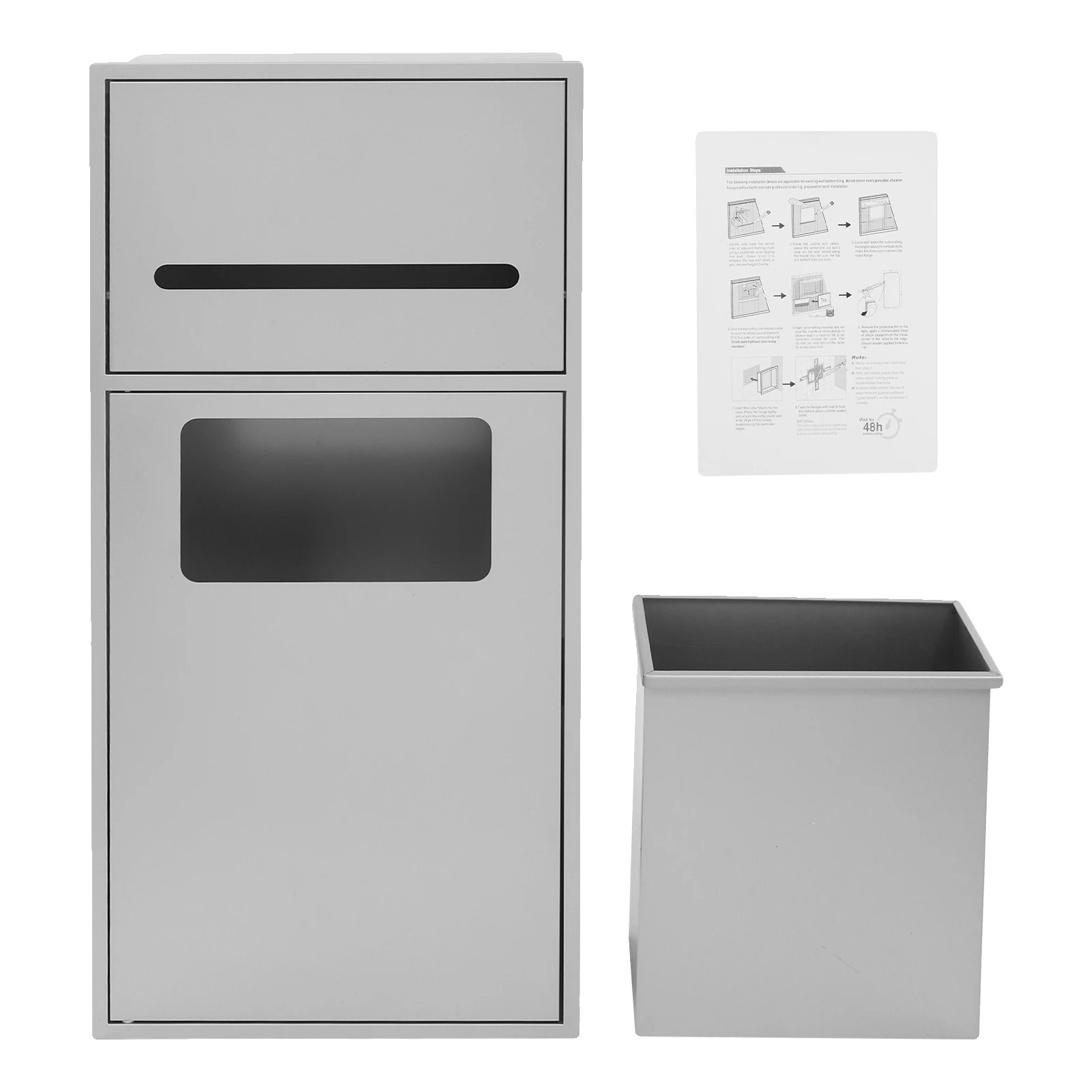 Abfalleimer, Edelstahl, Platzsparendes Design, Silber