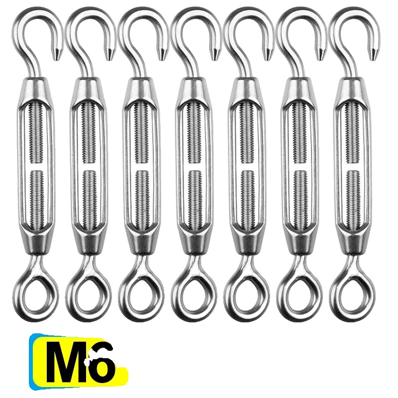Verstellbare Spannschlösser Aus Edelstahl Mit Haken Und Öse, Geeignet Für Stahlseile, M6-a, 10 Stück