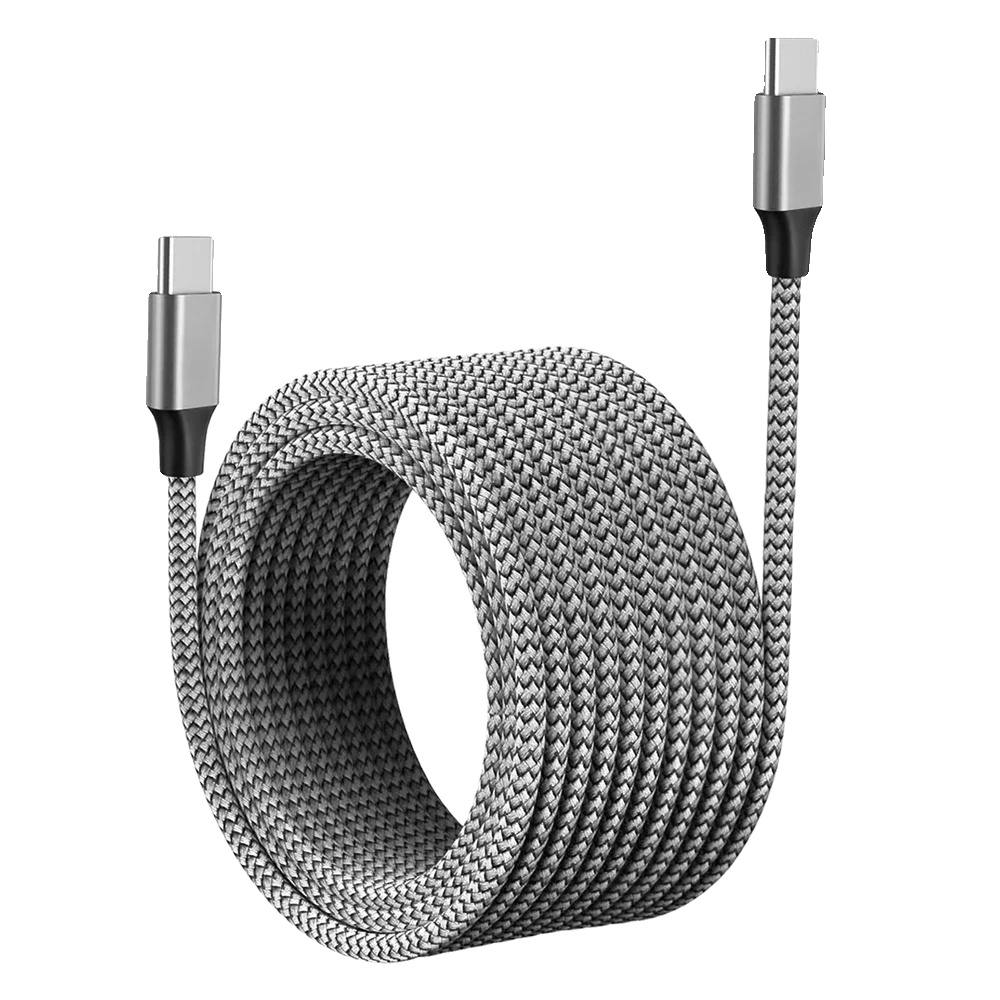 Usb-c-ladekabel, 60 W Übertragungsleistung, Robustes, Geflochtenes Nylon-design, Grau, 8 M