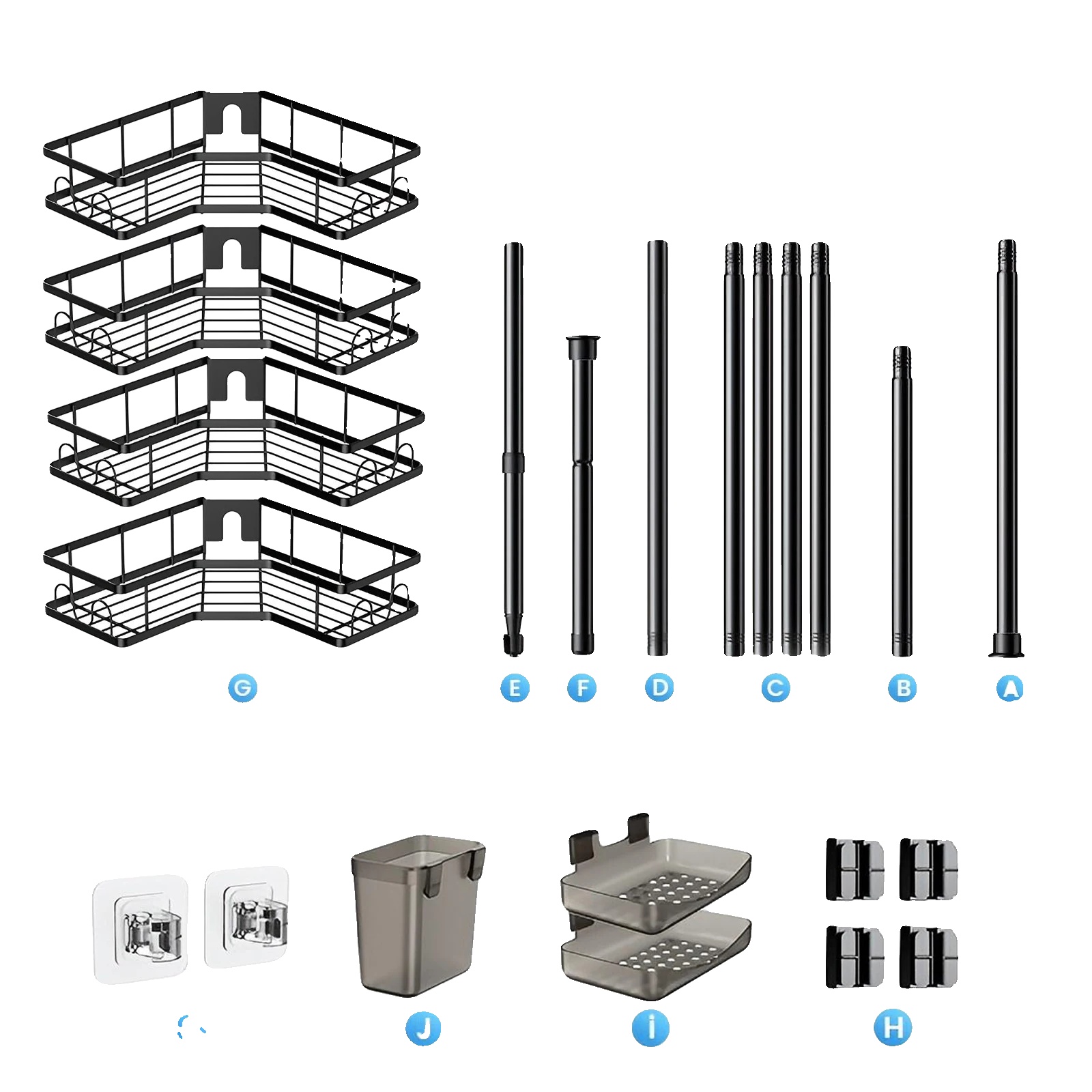 Duschablage, 4-stufig, Platzsparender Organizer, 4 Ebenen
