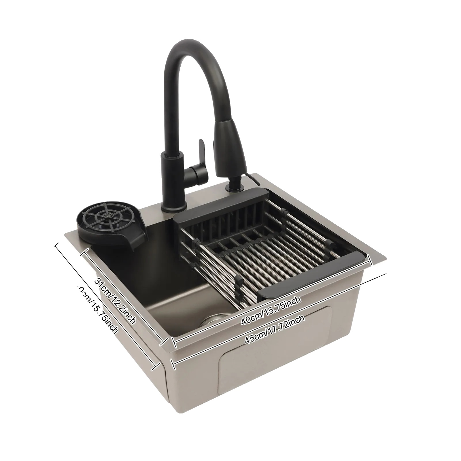 Küchenspüle, Multifunktionales Design, Robuste Edelstahlkonstruktion, Hellgrau