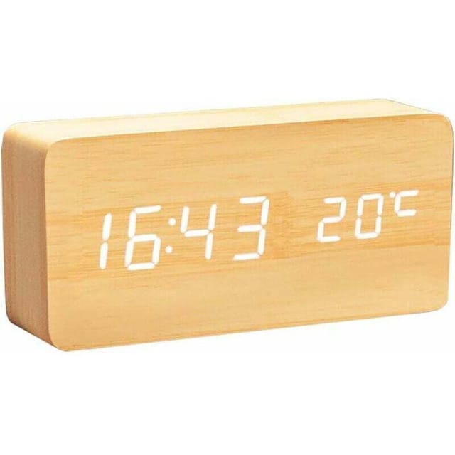 Tumalagia - Digitale Uhr aus Holz – Multifunktions-LED-Wecker mit Zeit-/Temperaturanzeige und Steuerung für Zuhause und unterwegs