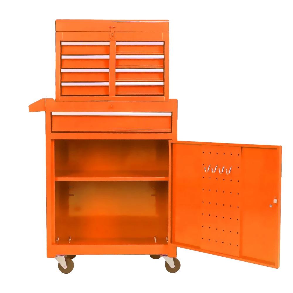 Aufbewahrungsschrank, 5 Schubladen, Verstellbare Einlegeböden, Orange