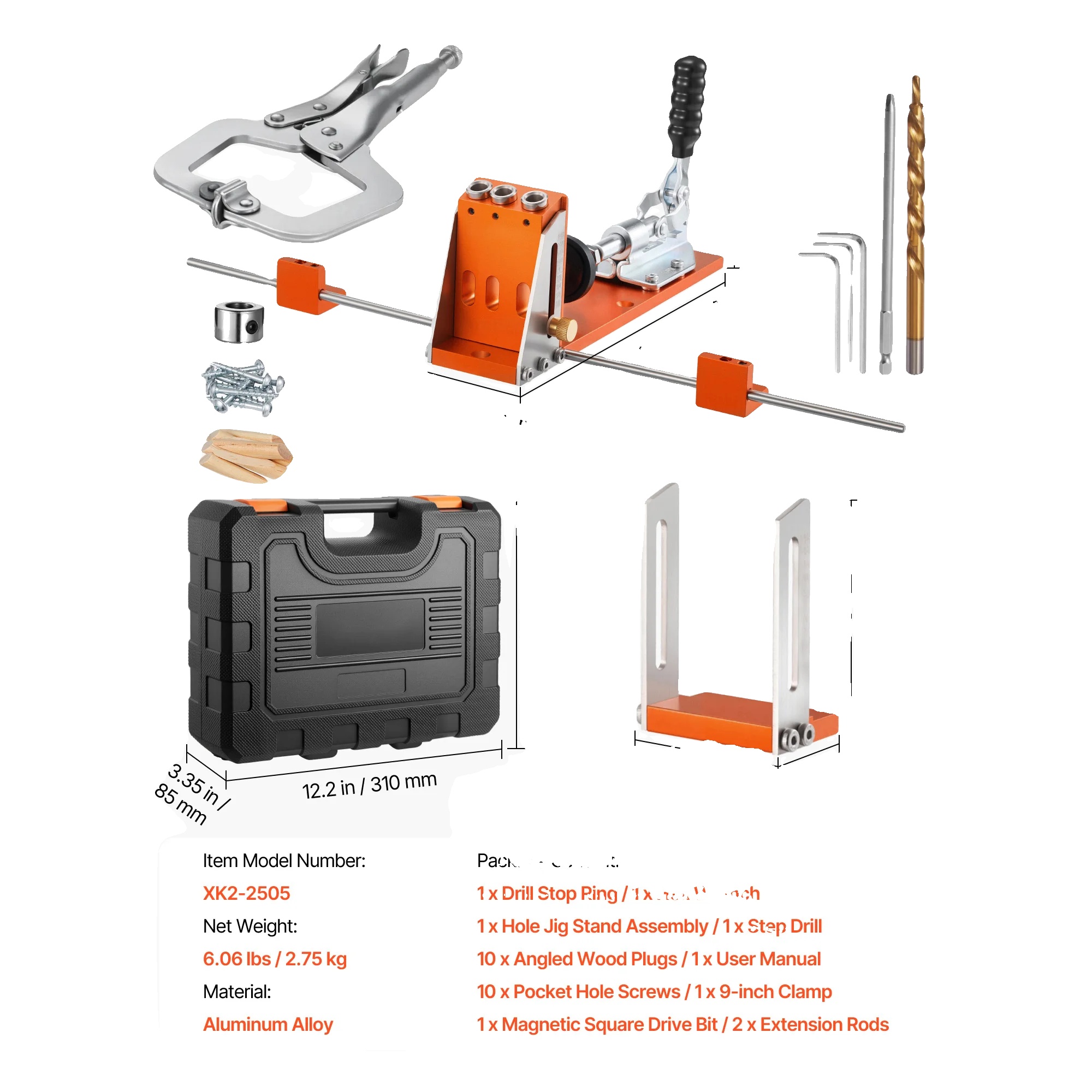 Taschenlochbohrlehren-set, Aus Metall Und Nylon Gefertigt, Inklusive Bohrer Und Zubehör, Tischversion