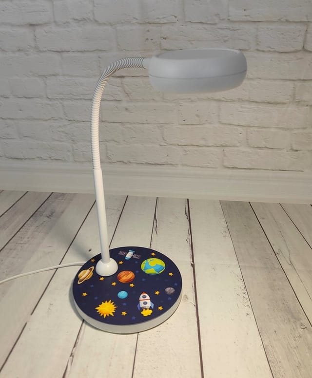 Niermann - Kinder Schreibtischlampe weltall mit Flexarm zum Lesen, Höhe 43cm