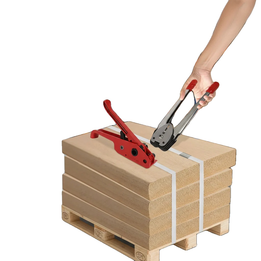 Manuelle Umreifungsmaschine, Maximale Zugkraft 1000 N, Bruchfestigkeit 40 Kg, Geeignet Für 12–16 Mm Pp-umreifungsband, Nettogewicht 2,6 Kg, Abmessungen 37 Cm × 28 Cm × 9 Cm