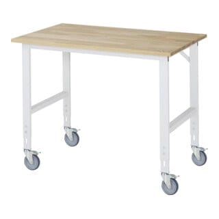 Fahrbarer Arbeitstisch Tom (4 lr), B1250xT800xH910-1230mm, B-Platte-25mm - RAU