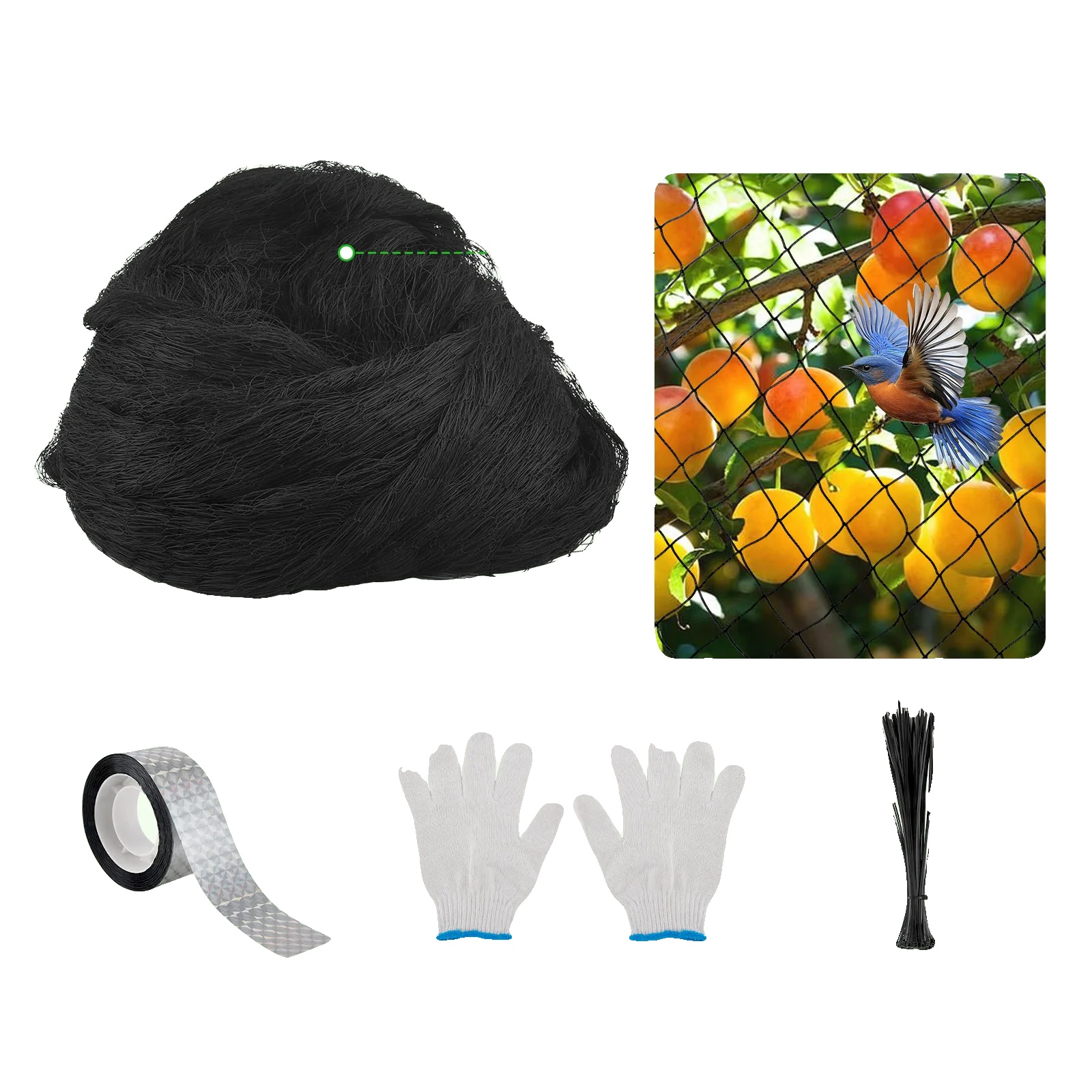 Vogelschutznetz, Strapazierfähiges Nylon, Gartenschutz, Schwarz